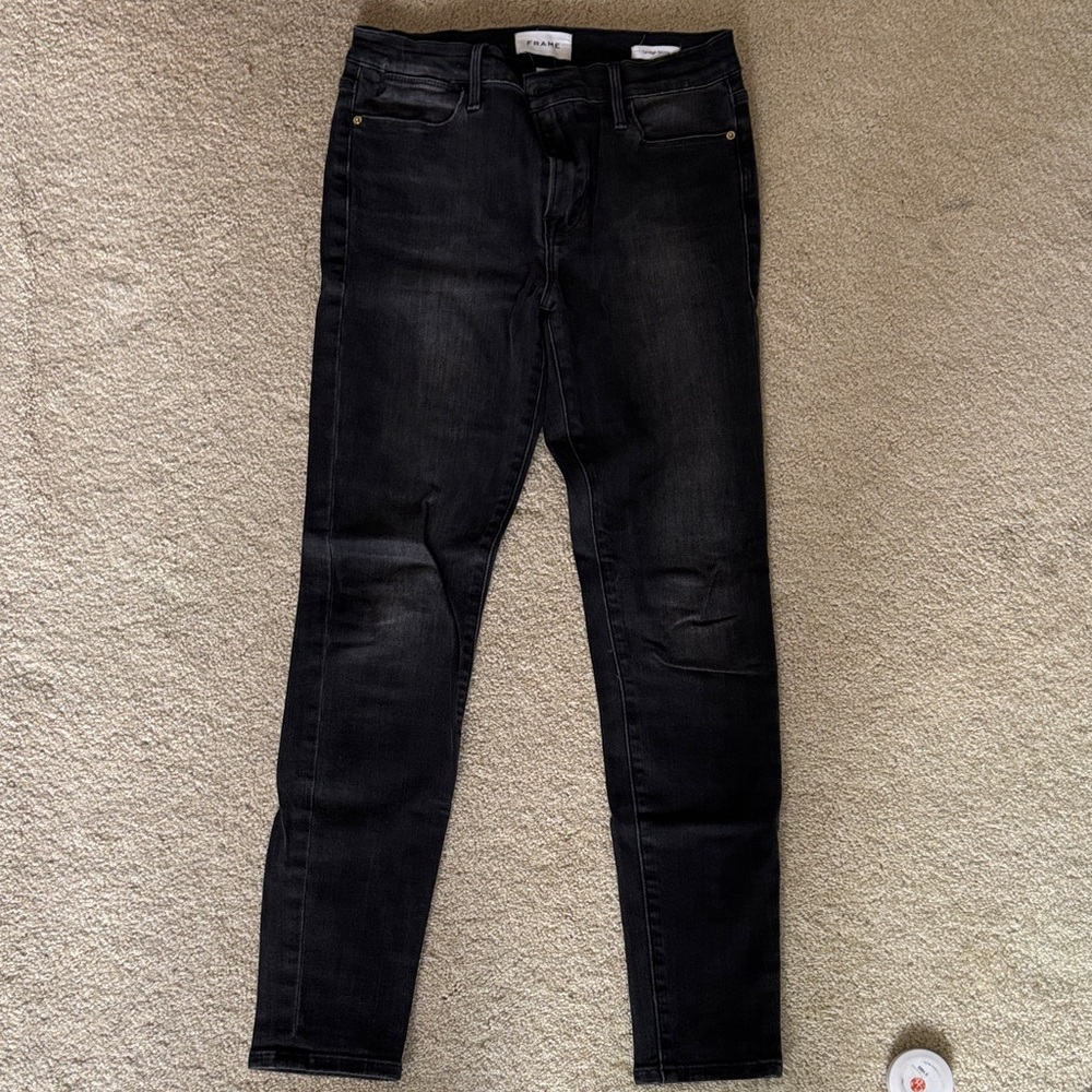 Frame Denim Black High-Rise Skinny Jeans